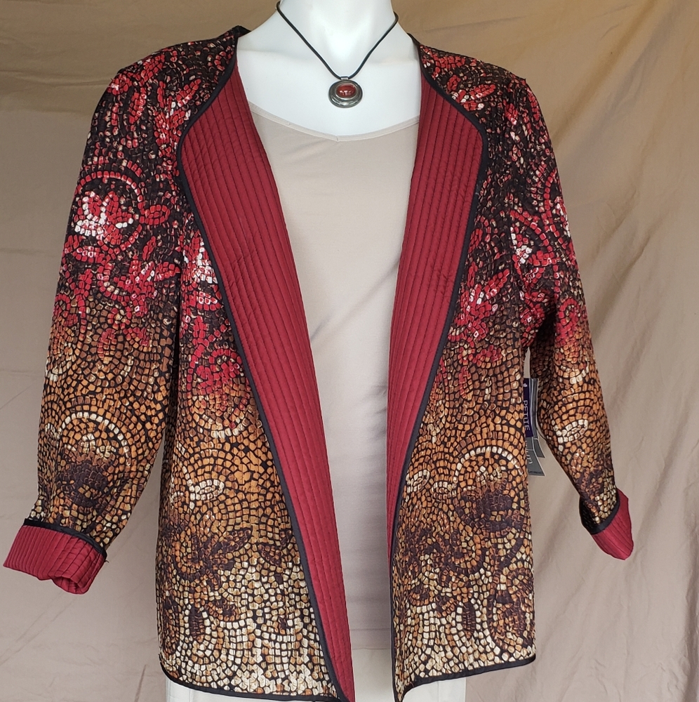 Plus size thin quilted autumn colorful jacket no collar